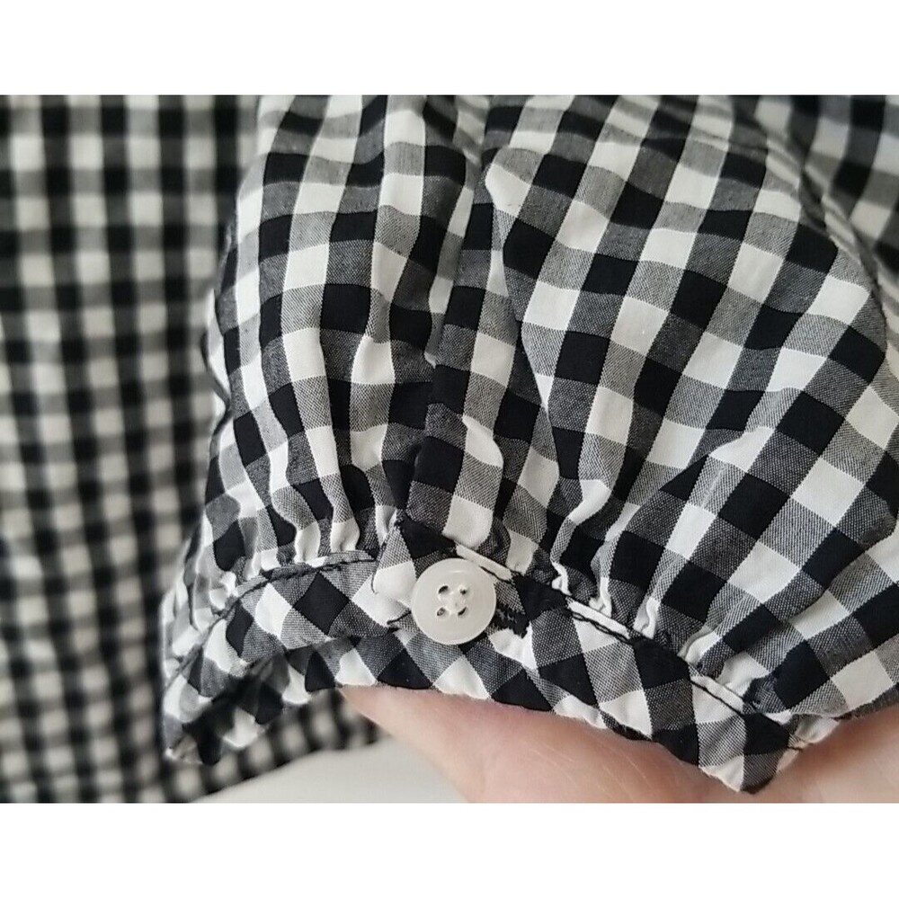 Madewell Smocked Gingham Top Womens Check V-Neck Oversized Peasant Blouse Small - Picture 6 of 13